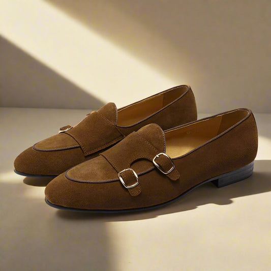 Kyobe Tan Suede Monk Strap Loafer - Romèro Ferrera