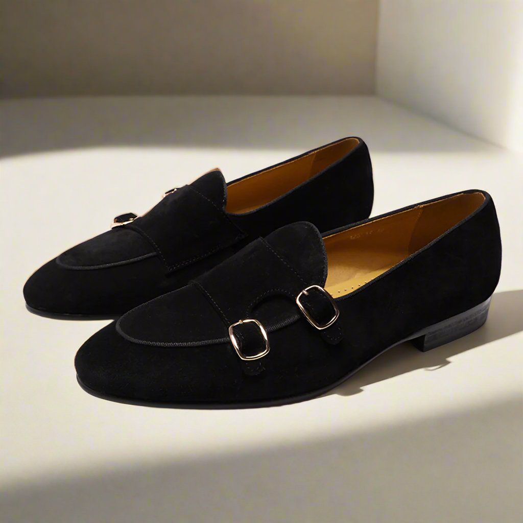 Kyobe Black Suede Monk Strap Loafer - Romèro Ferrera