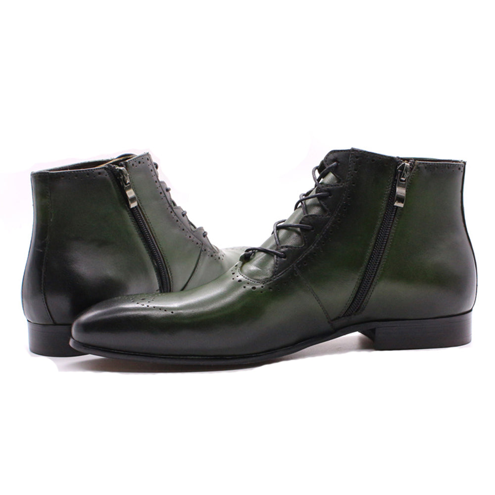 Zyan Olive Green Lace Up Boot