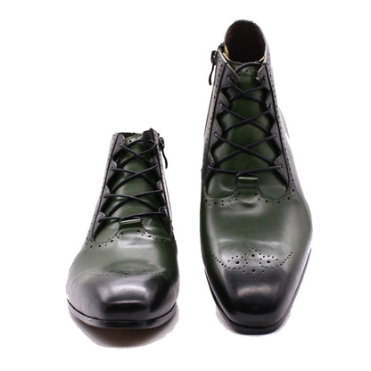 Zyan Olive Green Lace Up Boot