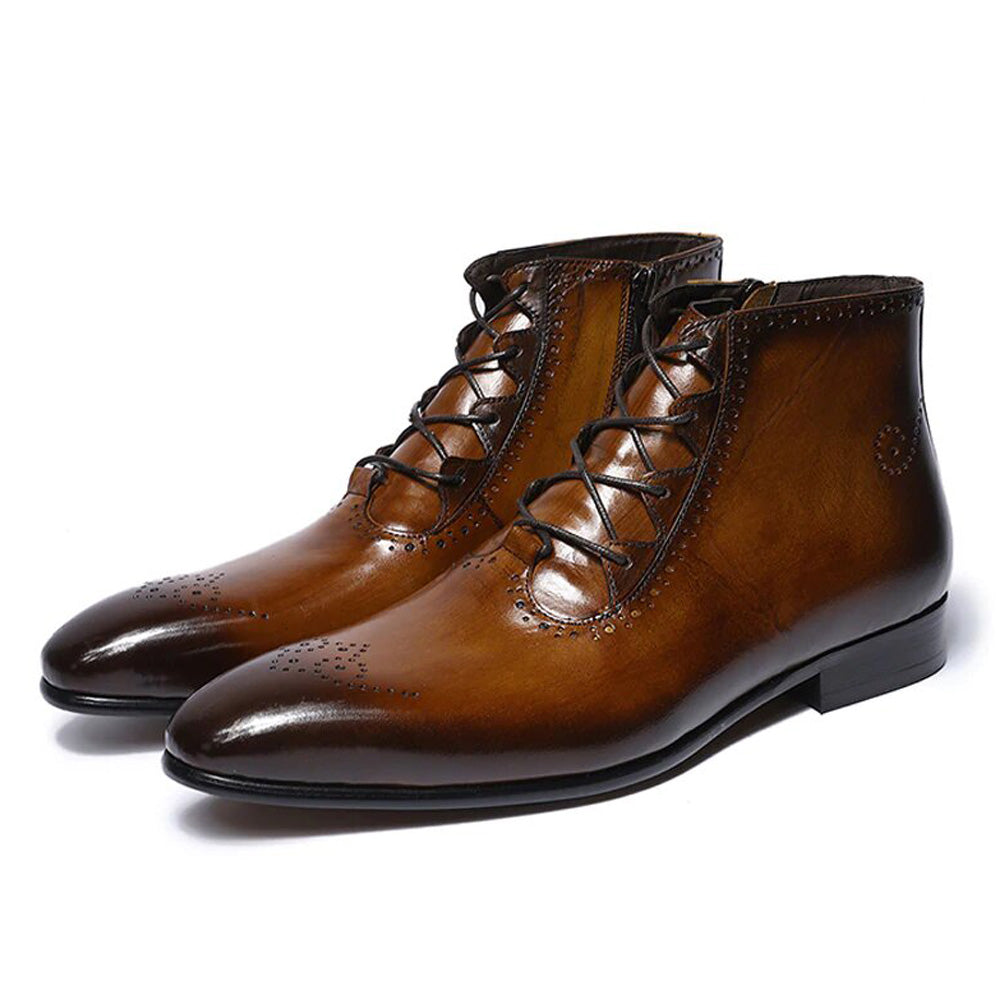 Zyan Tan Brown Lace Up Boot