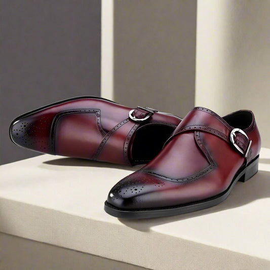 Karl Burgundy Single Monk Strap - Romèro Ferrera