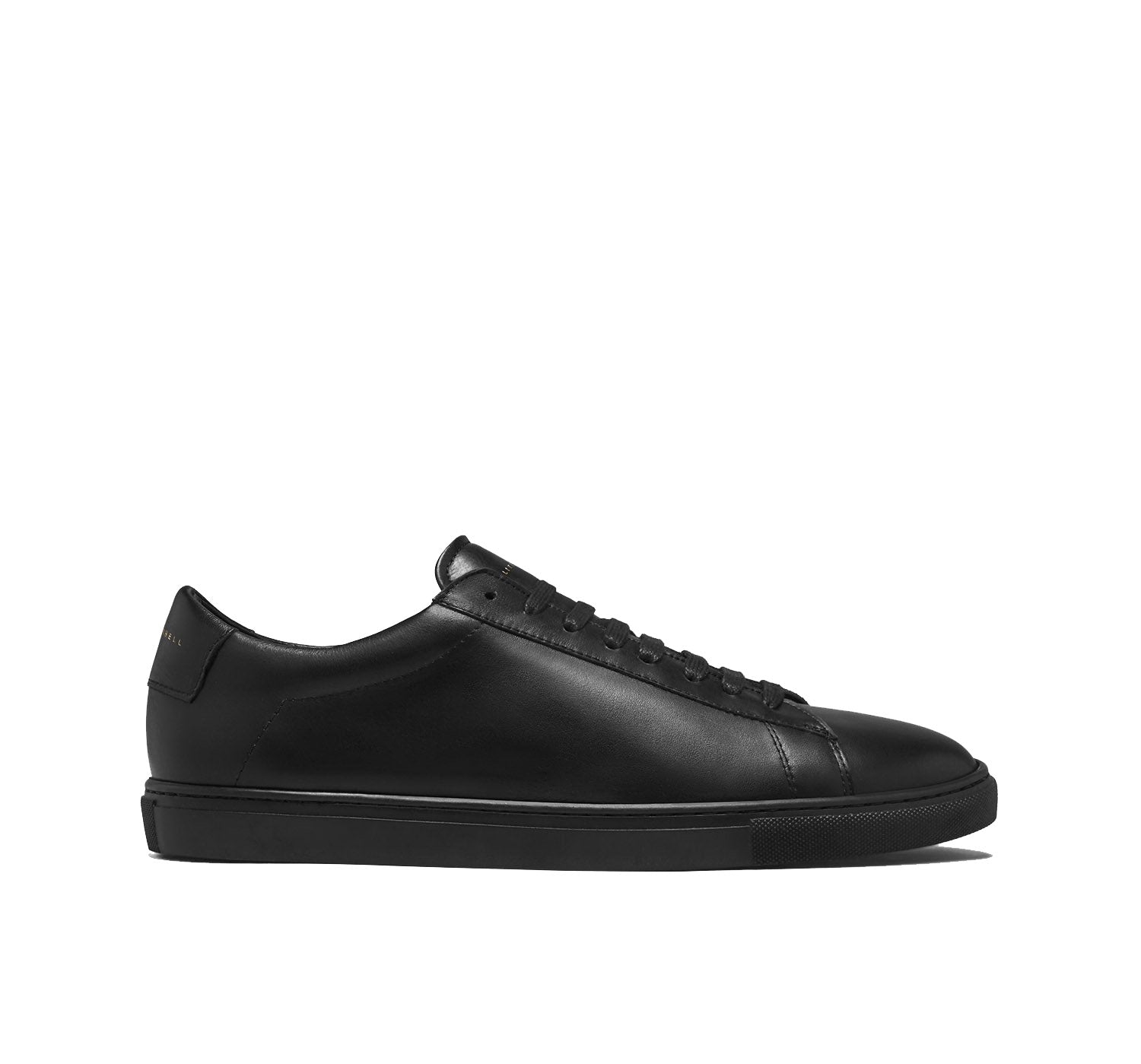 Black Leather Low Top Lace Up Sneaker for Men. Black Comfortable Cup Sole.