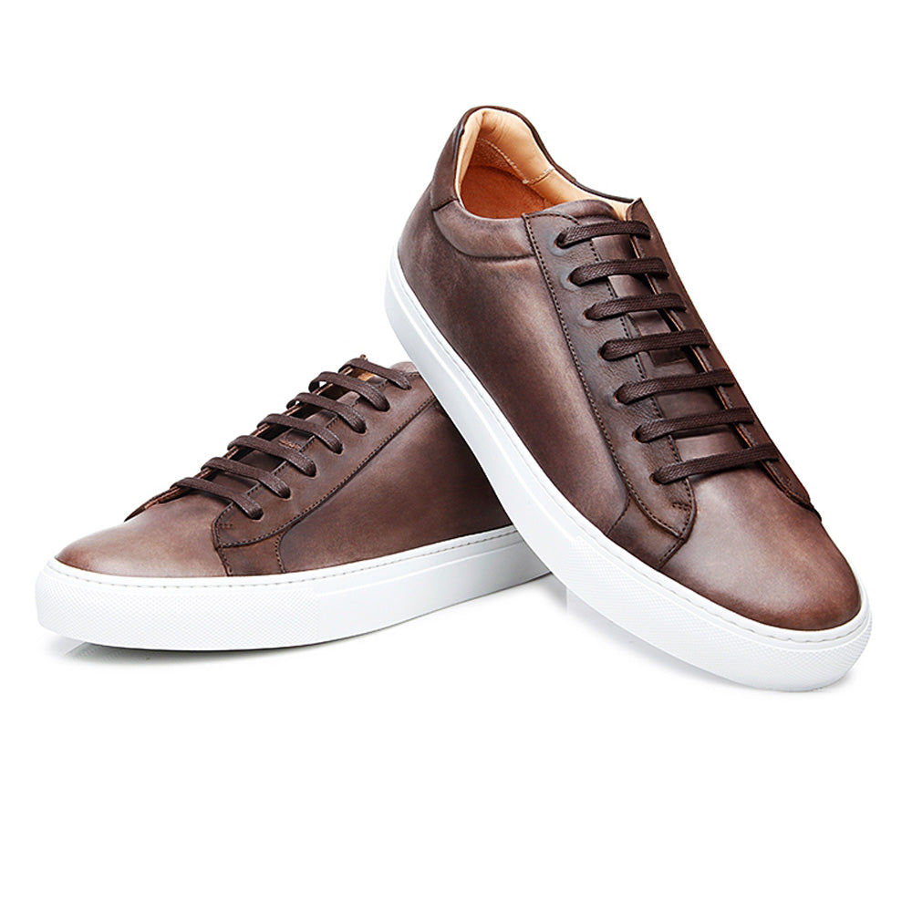 Simple Stylish Leather Flat Brown Men's Casual Shoes MCSHH142 | Touchy Style